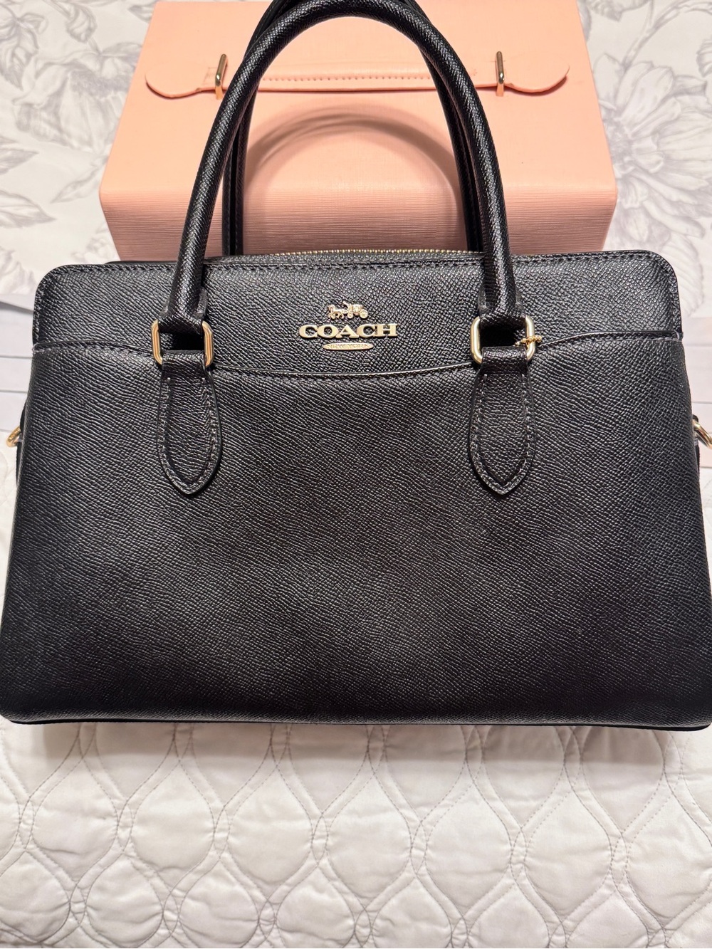 Coach Black Leather Satchel with Gold Hardware